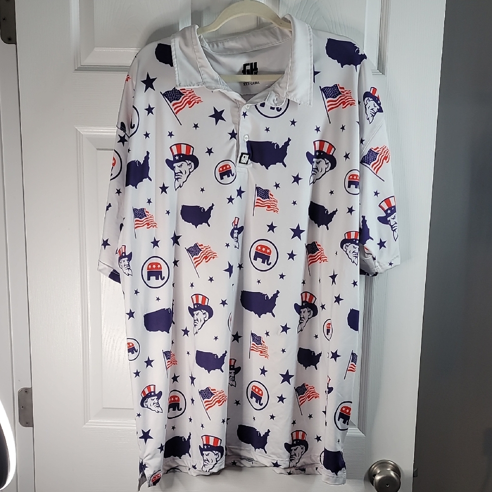 Patriotic Print Polo Shirt